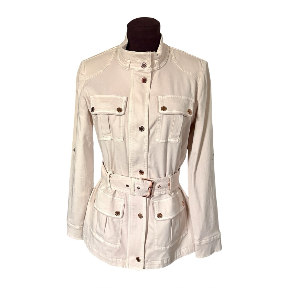 White House Black Market Off-White Utility Jacket with Belt